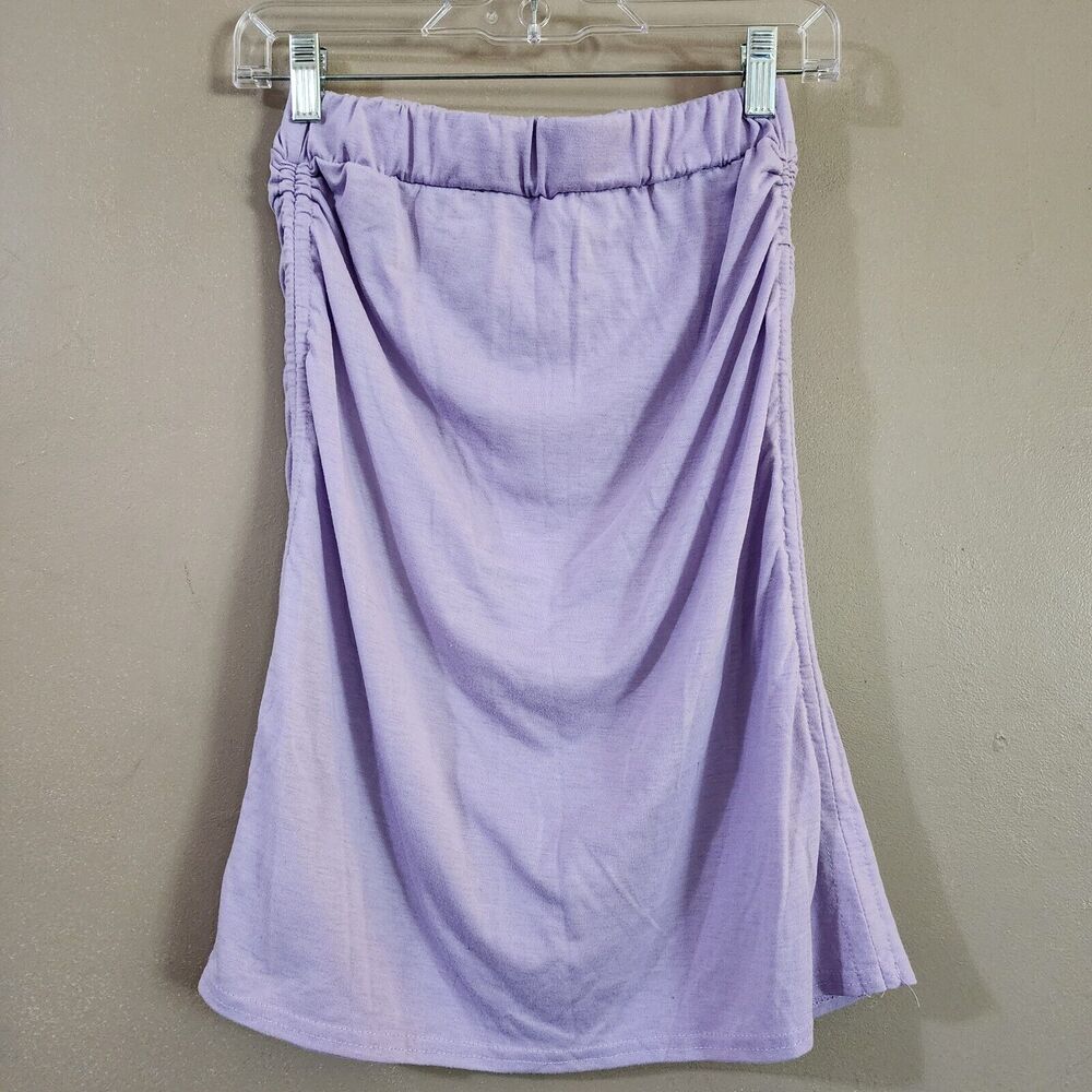 Set of 2 Romwe Womens Strapless Tube Tops Size M S Purple Gray Ruched Sides - Picture 7 of 14
